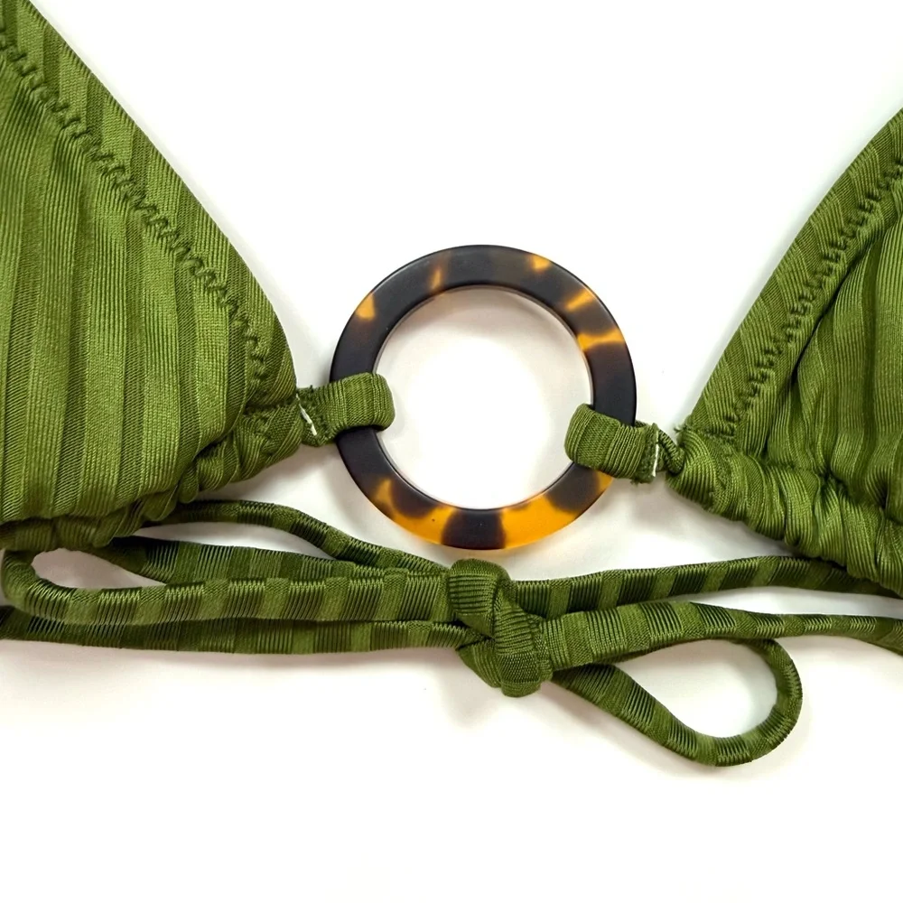 J. Crew Wide Rib O-Ring Bikini in Canteen Green - Picture 2 of 7